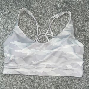 Athleta Women's White and Gray Camouflage Sports Bra. Size S D-DD